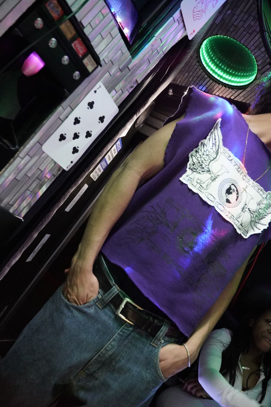 Heaven or Hell Records graphic tee, worn